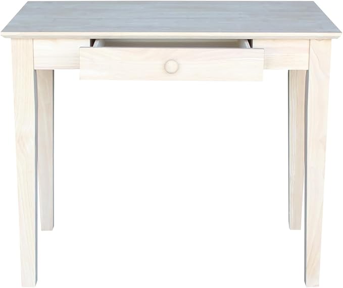 Unfinished Solid Parawood Writing Table 36"W x 20"D x 30"H, Eco-Friendly Home Office Desk with Drawer, Paint or Stain It Your Way, Reception Desk, School Desk, Office Furniture for Small Spaces