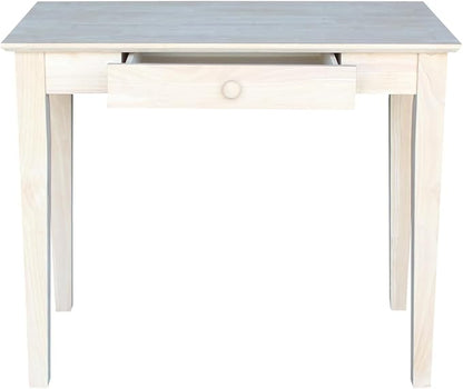 Unfinished Solid Parawood Writing Table 36"W x 20"D x 30"H, Eco-Friendly Home Office Desk with Drawer, Paint or Stain It Your Way, Reception Desk, School Desk, Office Furniture for Small Spaces