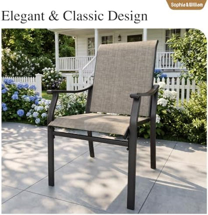 Sophia & William Patio Dining Set for 6 w/Wood-Like Metal Table