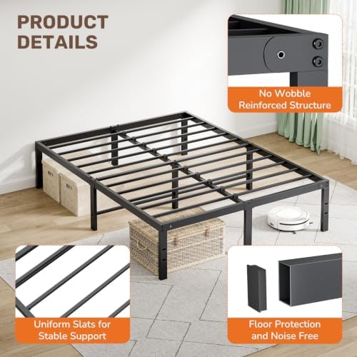 Queen Size Bed Frames, 12 Inch Height Wood Platform Bed Frame