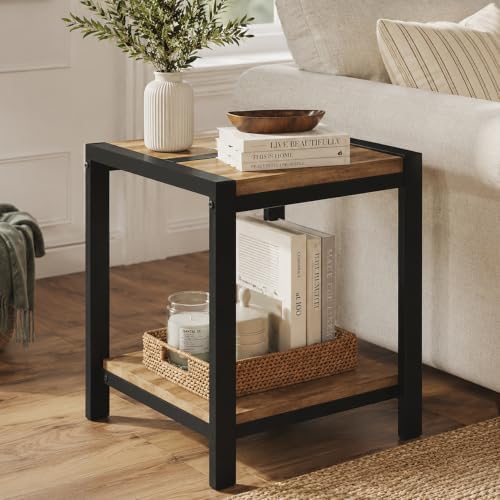 Square End Tables, Small Side Table for Living Room, 18x18, Oak