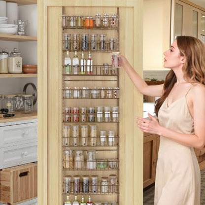 ElegantArray 10-Tier Pantry Door Organizer Hanging Storage Basket Brown