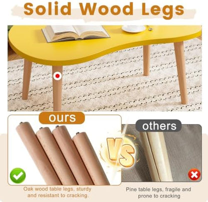 23.6" Small Coffee Table for Small Space, Mini Low Oval Coffee Table