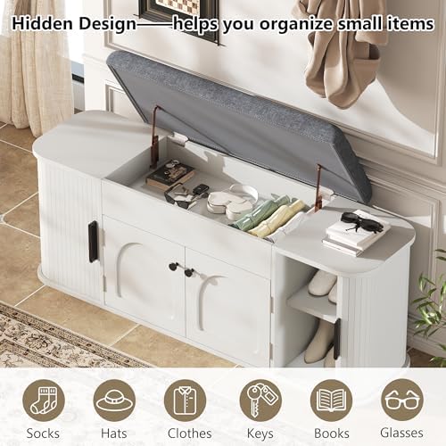 Entryway Shoe Storage Bench with Cushion, Lift Top Storage Cabinet