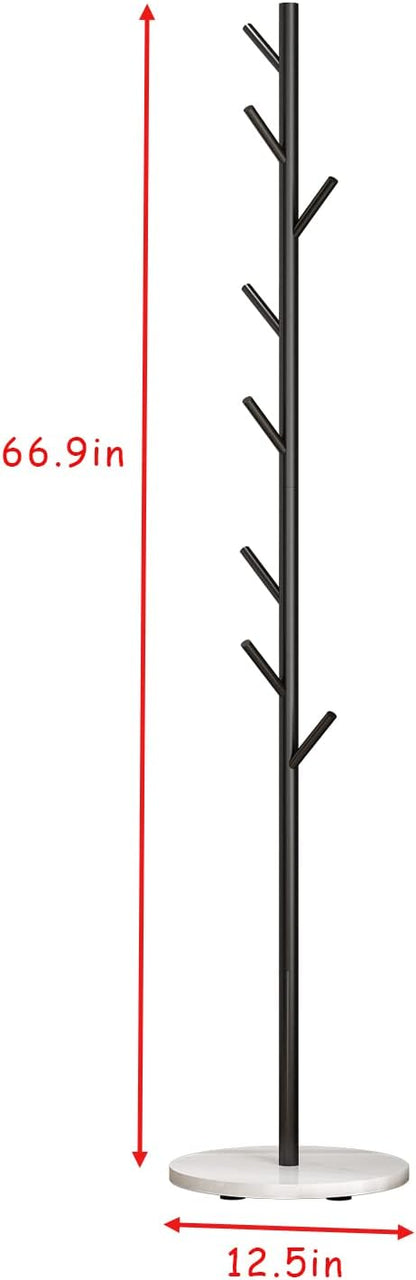DOORXIFO Black Metal Coat Rack, Freestanding with Hooks, Entryway Coat Rack Stand, Coat Racks with Marble Base, Coat Tree for Hanging Clothes, Hats, Bags
