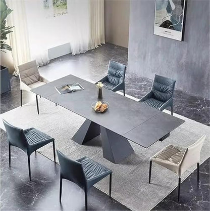Extendable Dining Table 8 to 12 People, 63"-93.5" W, Dark Gray