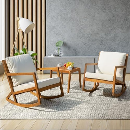 IDZO Outdoor Conversation Rocking Chairs, 3-Piece Patio Bistro Set, 400 lbs