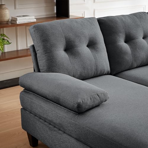105" Sectional Sofa for Living Room, U-Shape 4 seat Large Couch with Double Chaises Polyester Linen Fibre for Living Room, Dark Grey