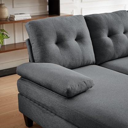 105" Sectional Sofa for Living Room, U-Shape 4 seat Large Couch with Double Chaises Polyester Linen Fibre for Living Room, Dark Grey