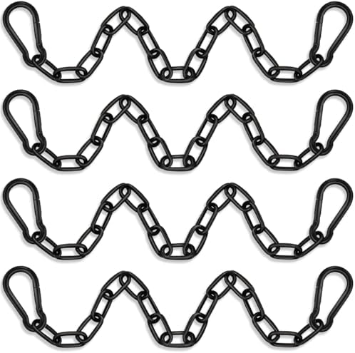 4 Pack Hanging Swing Chain with 8 Carabiners 25.6in, 660LB Capacity Heavy Duty Hammock Hardware Kit for Punching Bags, Swing Chairs, Indoor & Outdoor Gym (Black, 25.6in, 4pcs)