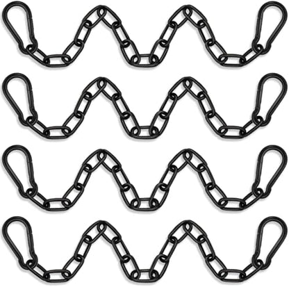 4 Pack Hanging Swing Chain with 8 Carabiners 25.6in, 660LB Capacity Heavy Duty Hammock Hardware Kit for Punching Bags, Swing Chairs, Indoor & Outdoor Gym (Black, 25.6in, 4pcs)
