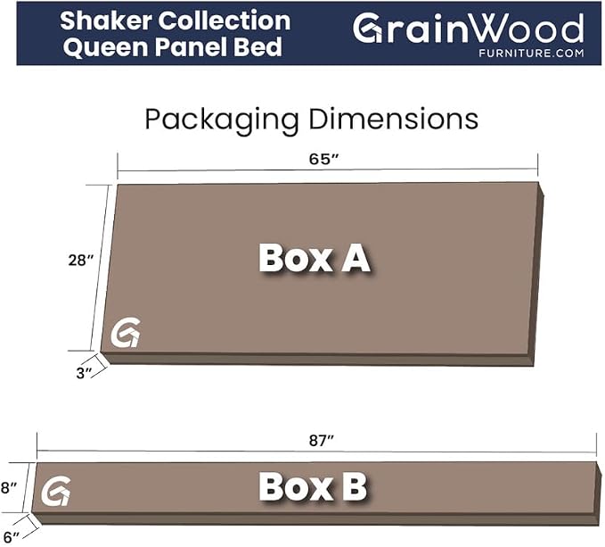 Grain Wood Furniture Shaker Solid Wood Panel Platform Bed, Queen Size, Natural