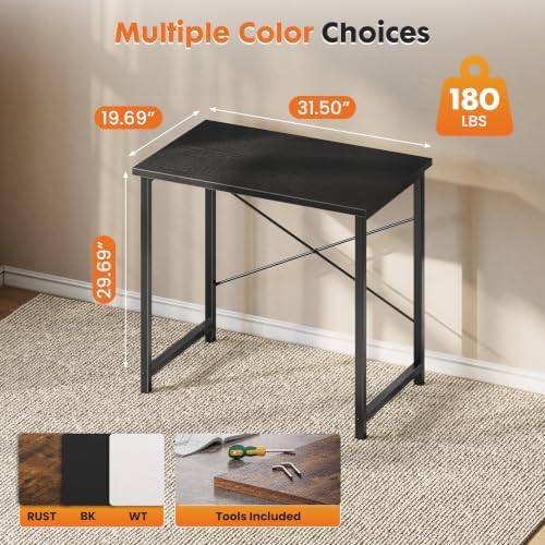 Sweetcrispy 32-Inch Small Computer Desk for Bedroom Home Office, Black