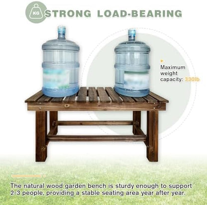 Outdoor Garden Wood Bench, 47.25" Backless Weatherproof Bench Carbonized