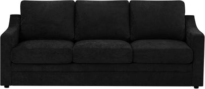83” Chenille 3 Seats Sofa w/Comfortable Back Cushions, Black | Modern Couch w/Deep Seat Space, Upholstered 5 Seater Sofa w/High Resiliency Foam for Living Room
