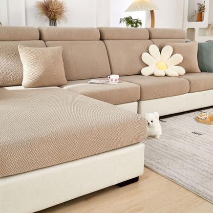 Sofa Covers Couch Covers for Sofa Pet Friendly Couch Cushion Covers Universal Sofa Covers Washable Stretch Slipcovers for Sectional Sofa (Texture Light Coffee,Back Cover M)