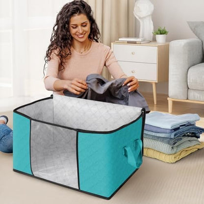 4 Pack Storage Bags for Clothes Blanket Storage Bins with Lids
