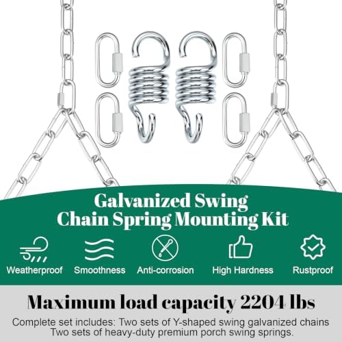 Heavy Duty Porch Swing Hanging Chain Kit, 1500 Lbs, 8 FT, Silver