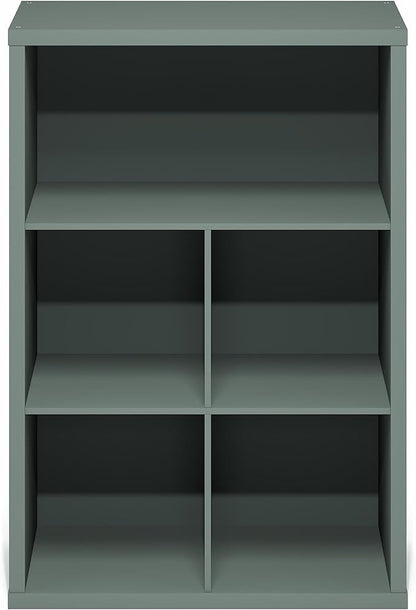 Furinno Cubicle Book Shelf, 5-Cube Bookshelf, Extra Thick Frame Cube Storage Organizer Bookcase with Closed Back, 15.3 x 29.9 x 43.3, for Living Room, Bedroom, Home Office, Sage Green