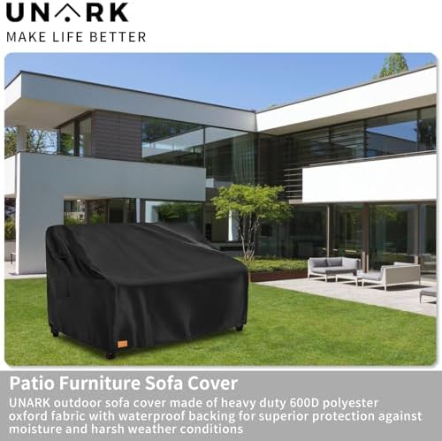 Patio 3-Seater Sofa Cover, 3 Seater Outdoor Couch Cover Waterproof Couch Covers Fits up to 79W x 37D x 35H Inches, Waterproof Heavy Duty Patio Furniture Covers, Black
