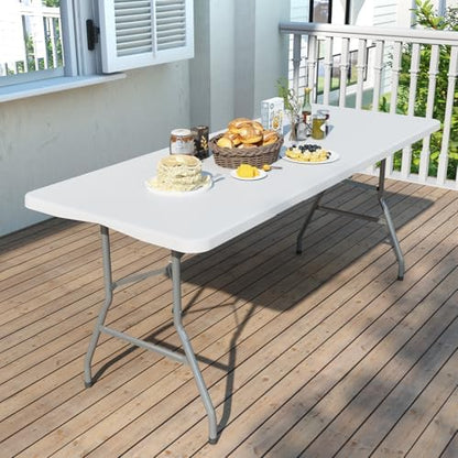 6FT Folding Tables for Camping Party Picnic, Dinning, School, White