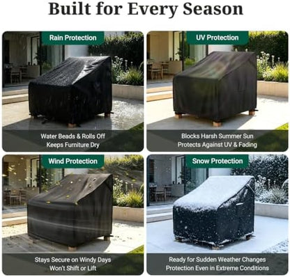 MR. COVER Patio Chair Covers Waterproof, Outdoor Furniture Covers for Rocking Chair, Heavy Duty Anti UV Chair Cover, Fits up to 32"W x 42"D x 35"H, Air Vent and Handles Included,Black, 2 Pack