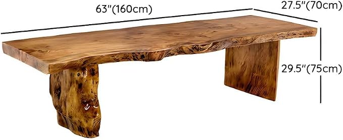 LAKIQ Solid Wood Home Office Writing Desk, Rectangle Workstation Table, Rustic Rectangular Conference Room Table Meeting Room Desk - Without Chairs (Tabletop 3'' Thickness, 63" L x 27.6" W x 29.5" H)