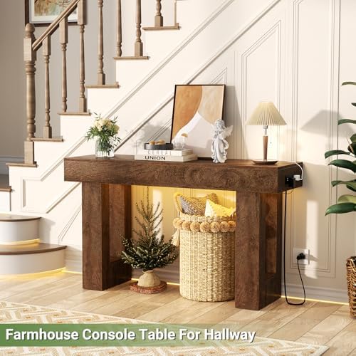 Unikito 47" Entryway Table with Sensor Light & AC Outlets with USB-C Ports