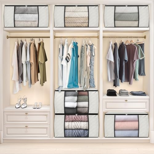 8 Pack Storage Bags for Clothes Blanket Storage Bins with Lids