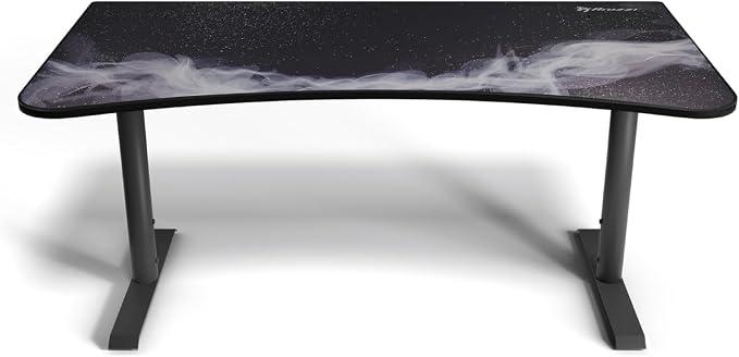 Arozzi Arena Special Edition Ultrawide Curved Gaming and Office Desk with Full Surface Water Resistant Desk Mat Custom Monitor Mount Cable Management Cut Outs - Gunmetal Galaxy