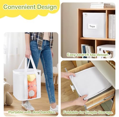 ANROYE 2PCS Toy Storage Bins with Lids, Foldable Cube Container for Blocks
