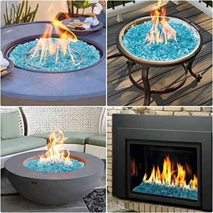 Onlyfire 10 lbs Fire Glass Rocks for Gas Propane Fire Pit and Fireplace