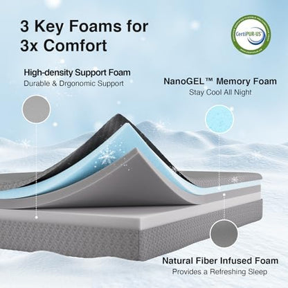 Novilla Twin Mattress 10 Inch, Cooling Twin Memory Foam Mattress