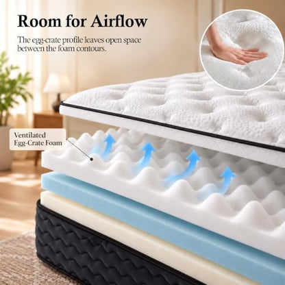 King Size Mattress,14 Inch Hybrid King Mattress in a Box,Medium Firm Memory Foam Mattress,with Individual Pocket Spring,Lumbar Support & Motion Isolation,Pressure Relief,CertiPUR-US