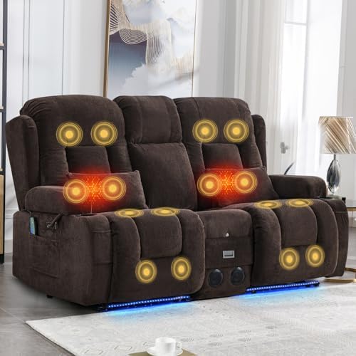 IPKIG Power Loveseat Recliner Sofa with Flip Back Console, 67" - 3 Seat