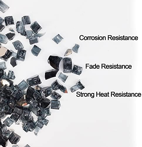 10 lbs Crushed Fire Pit Glass,1/2 Inch Black Fire Glass Rocks
