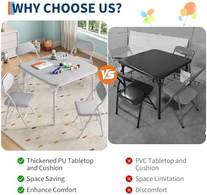 GarveeHome 5-Piece Kids Folding Table and Chairs Set, Activity Table Set
