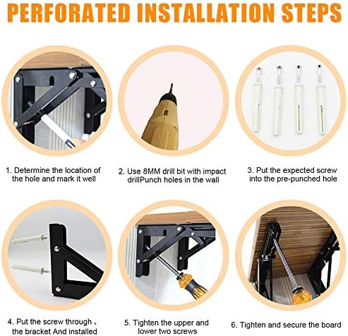 Storystore Folding Shelf Brackets, 10 Inch 2 Pcs Fold Down Table Support