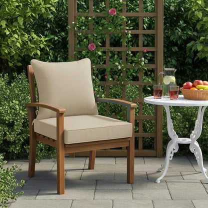 Outdoor Chair Cushion Water Resistant, 19 x 19 Inch, Cream