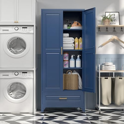 SteeLoong 75" Metal Storage Cabinet with Doors and 3 Adjustable Shelves