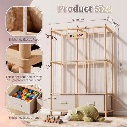 Extra Large Stuffed Animal Storage, Wooden Stuffed Animal Zoo Organizer