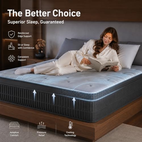 King Size Mattress, 14 Inch King Hybrid Mattresses in a Box, Premium Foam and Pocketed Coil, Medium Feel & Edge Support, Pressure Relief (King, 14 in)
