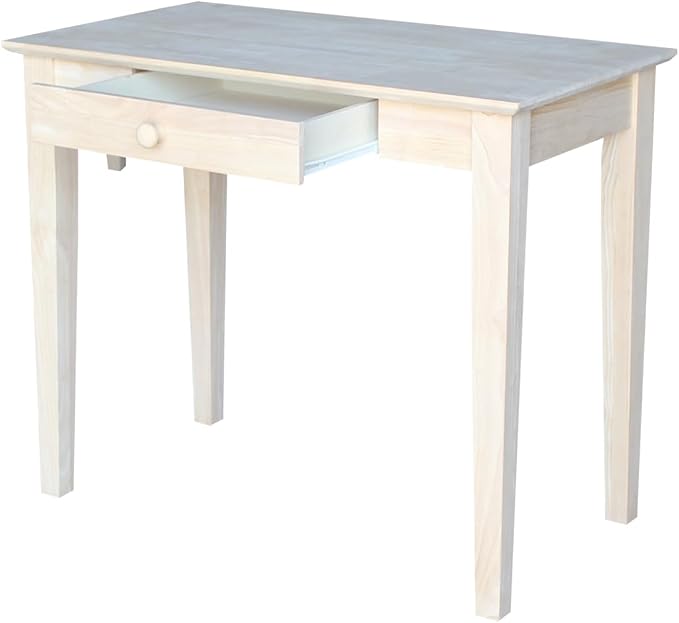 Unfinished Solid Parawood Writing Table 36"W x 20"D x 30"H, Eco-Friendly Home Office Desk with Drawer, Paint or Stain It Your Way, Reception Desk, School Desk, Office Furniture for Small Spaces