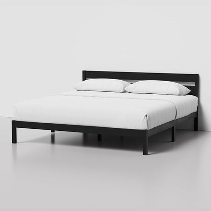LIFEMENT King Bed Frame with Headboard Classic Wood Platform, Noise Free, Under Bed Storage, No Box Spring Needed, Easy Assembly, Black