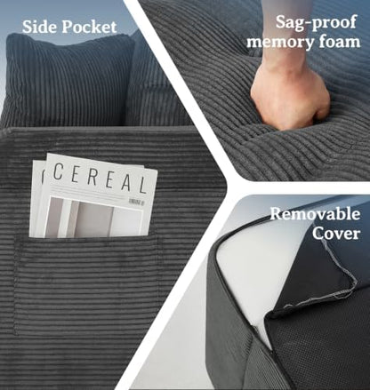 Fond&Found Modular Sectional Sofa Boneless Cloud Couch with Corduroy Cover