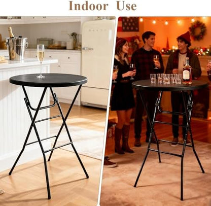 Cocktail Table, D32in x H43.3in Folding Round Cocktail Table High Top