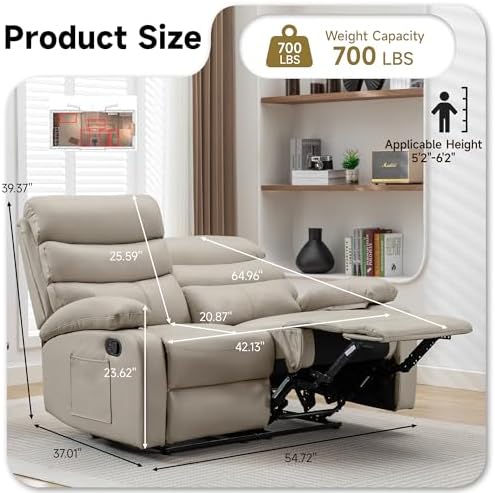 Reclining Loveseat Sofa Anti-Scratch Leather Recliner Couch