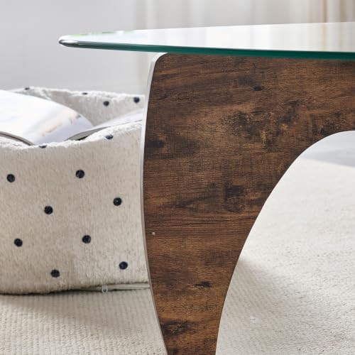 Btrpily Wooden Coffee Table, 42.1 * 28.7 * 15.7inch (Brown, Triangle)