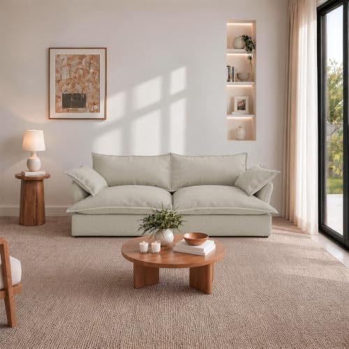 Cloud Modular Sectional Sofa,Down Filled Oversize Couch for Living Room,Deep Seat Convertible Couches,Sofa Covers Washable&Replaceable(Loveseat,Grey)