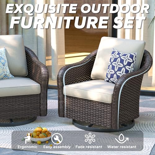 5 Piece Patio Furniture Set, Wicker Outdoor Conversation Set